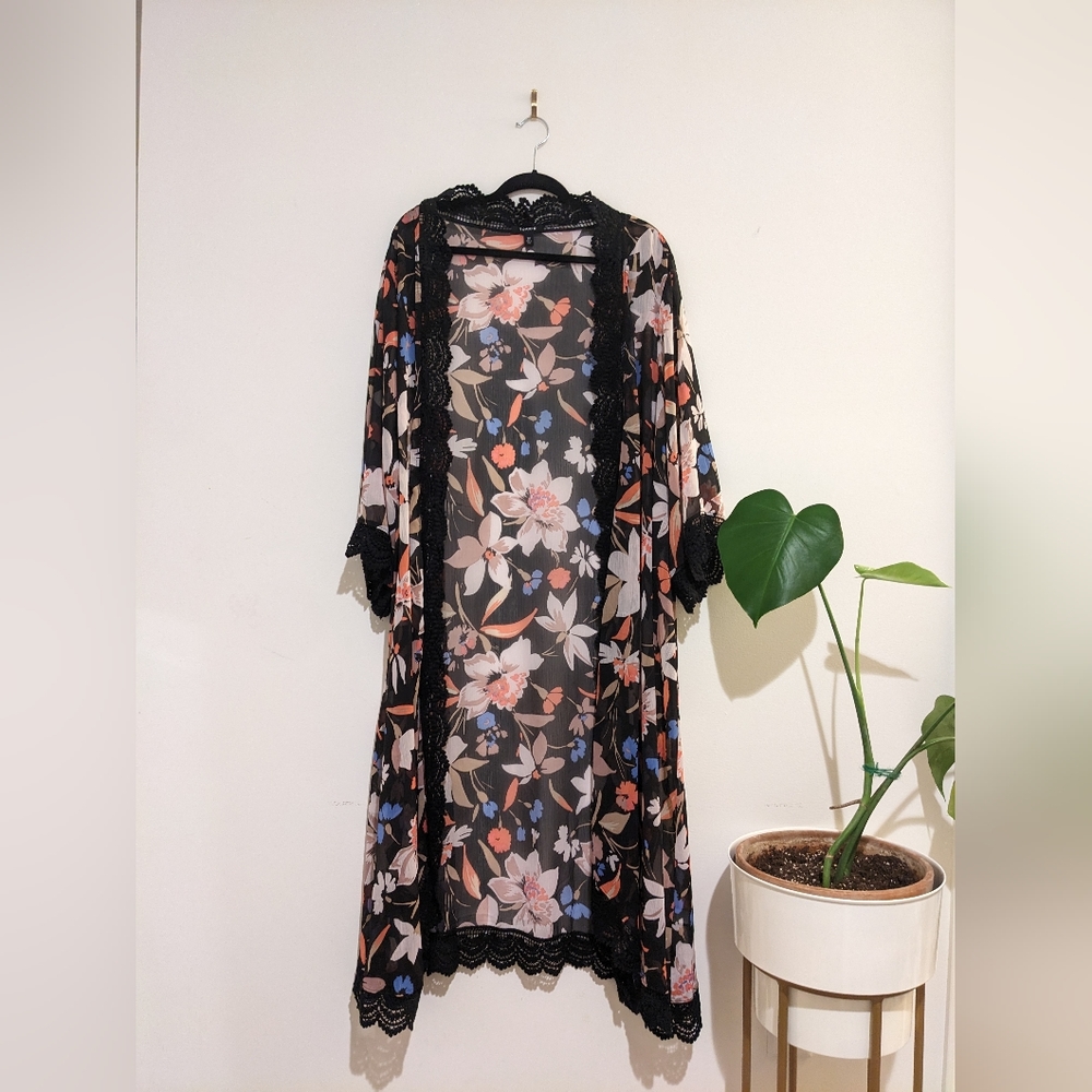 Torrid 3/4x Floral Kimono Swim Cover up
